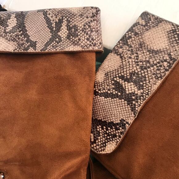 Trary brown suede over the knee high snake chunky heel boots NEW - Picture 7 of 10